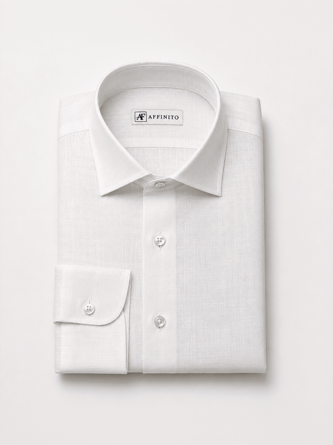 Camicia Regular Bianca in Lino | Collo Mezzo Francese