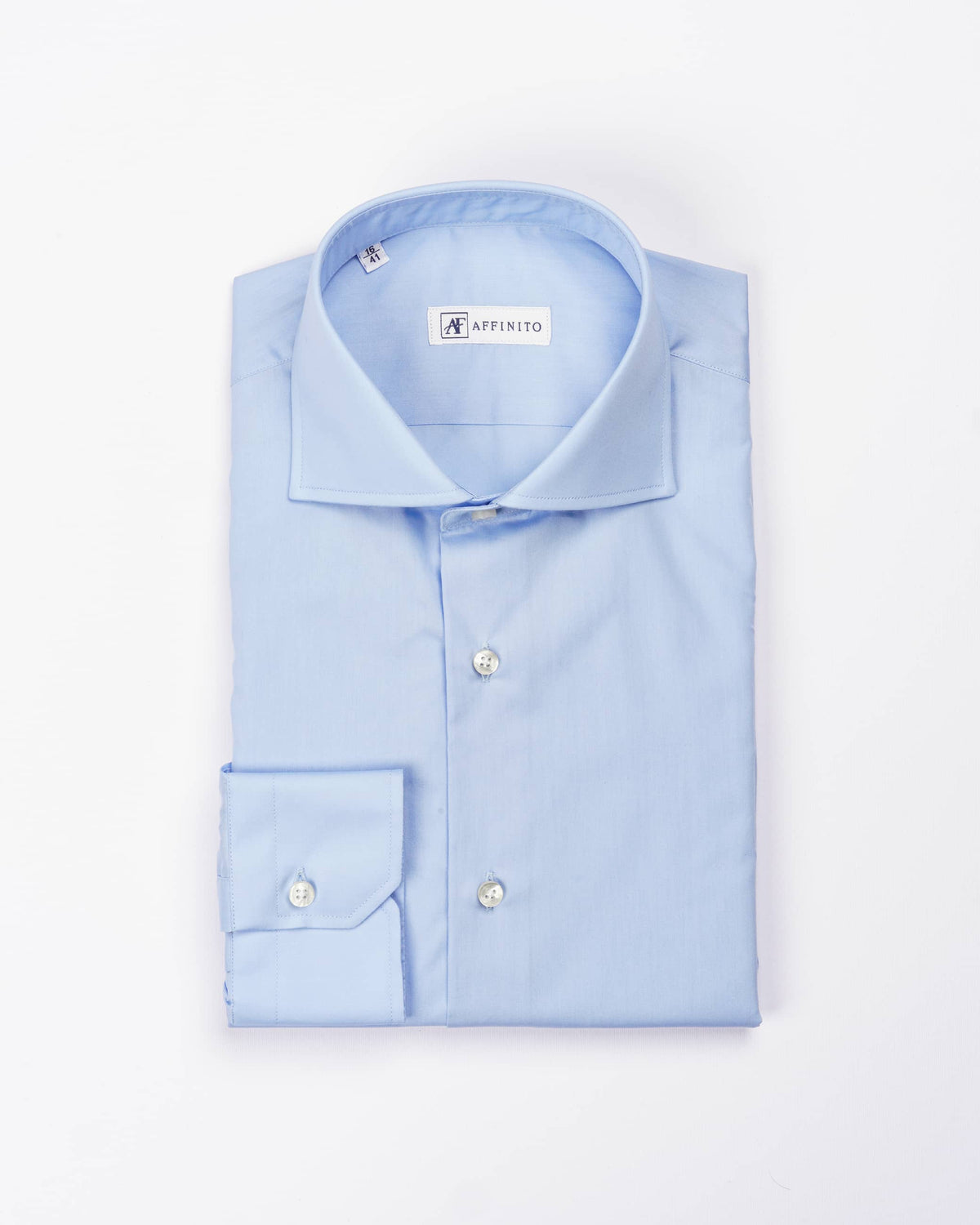 Camicia regular azzurra in popeline | Collo Francese