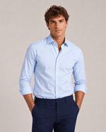 Camicia regular azzurra in popeline | Collo Francese
