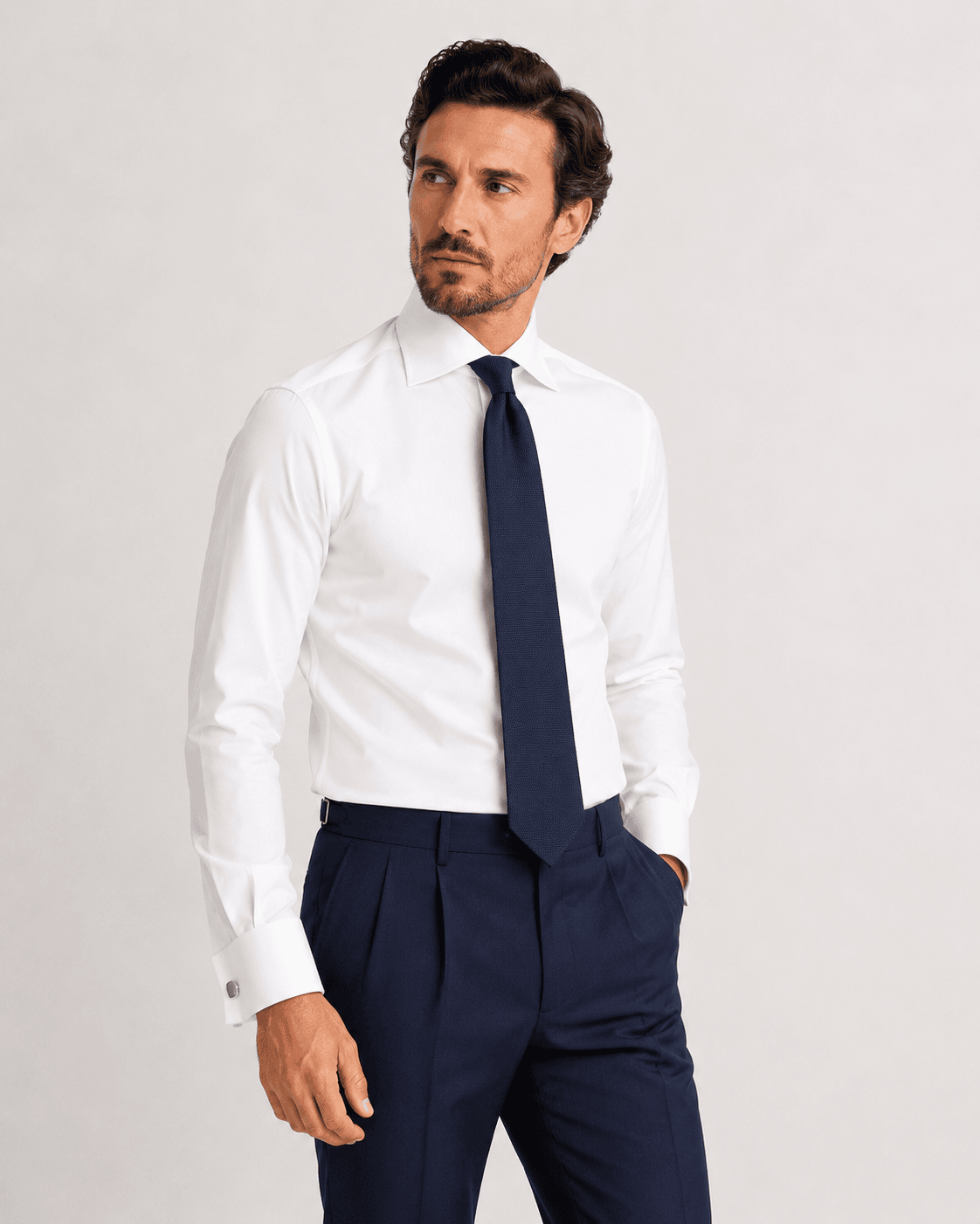 Camicia regular bianca per gemelli | Collo Italiano
