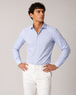 Camicia regular pois marroni nido d’ape | Collo Francese