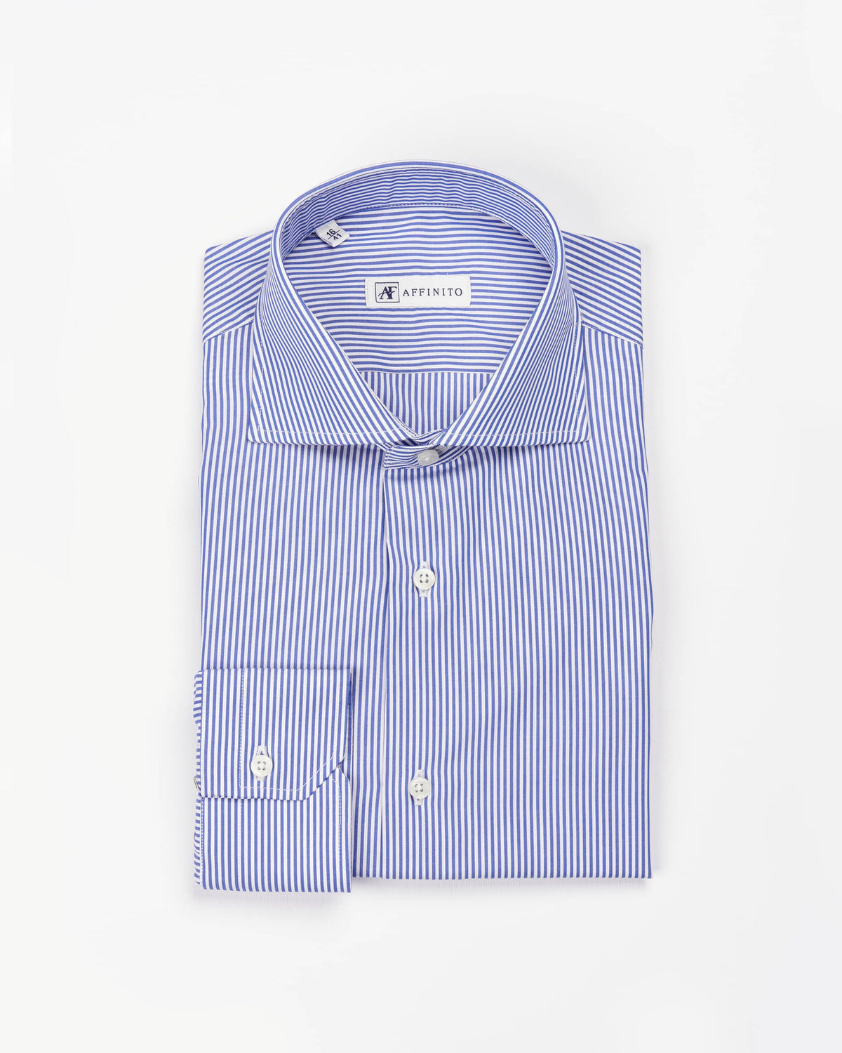 Camicia regular rigata azzurro in popeline | Collo Francese