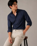 Camicia slim active blu | Collo Mezzo Francese