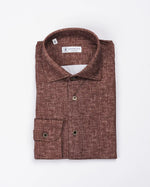 Camicia slim active marrone | Collo Mezzo Francese