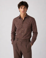 Camicia slim active marrone | Collo Mezzo Francese
