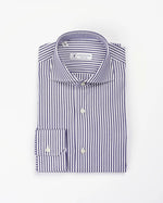 Camicia slim fit bastoncino blu in popeline | Collo Francese