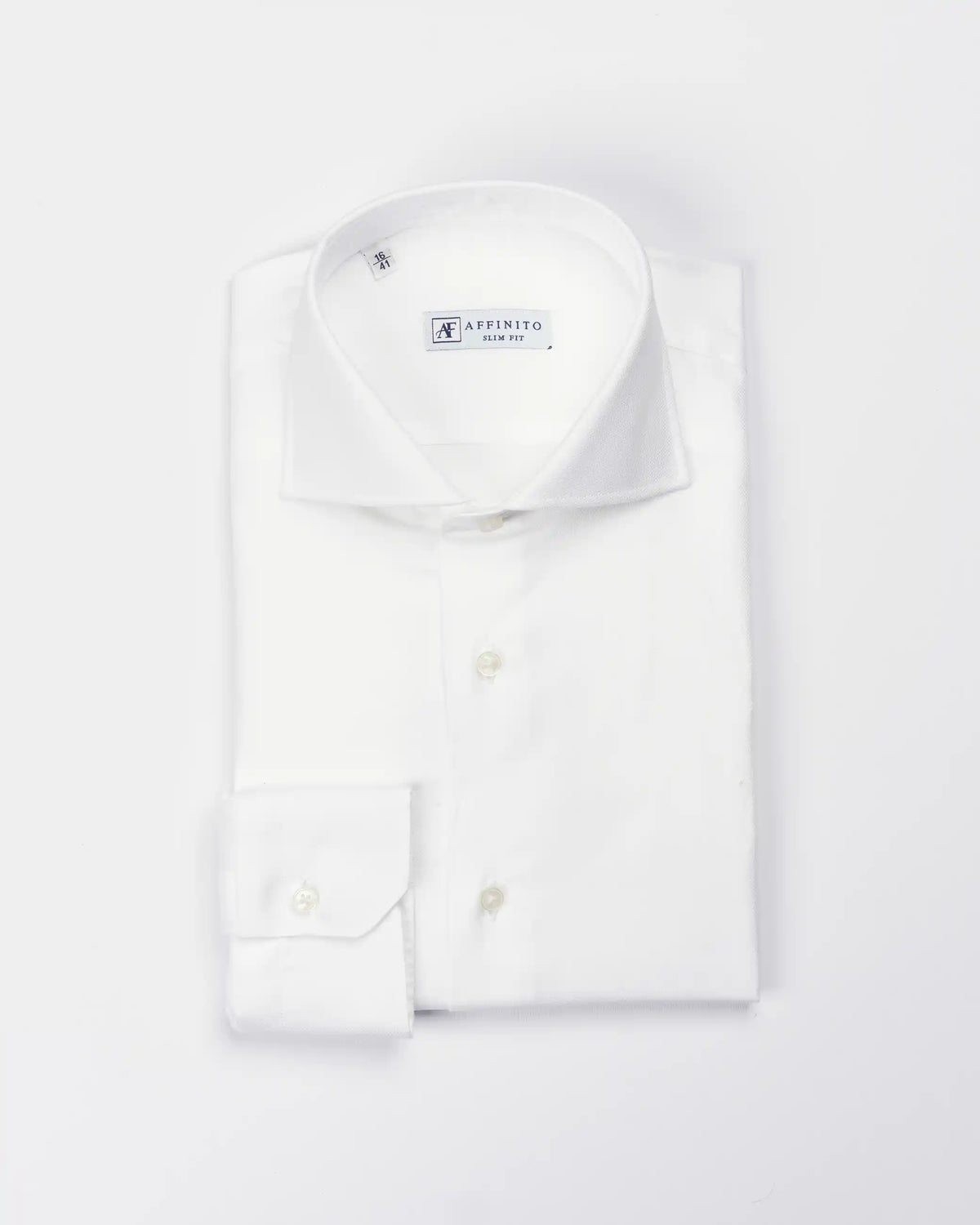 Camicia slim fit bianca nido d’ape | Collo Francese