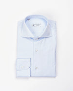 Camicia slim fit celeste in twill | Collo Francese