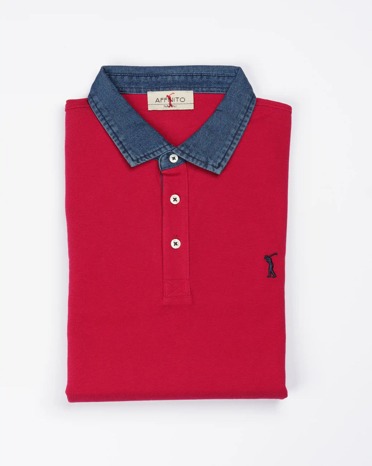 Polo mezza manica con collo jeans | Rubino
