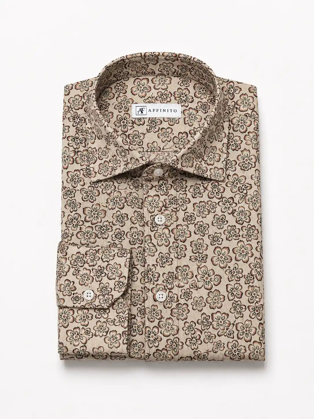 Camicia regular fantasia floreale in misto lino | Collo Mezzo Francese