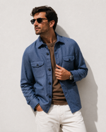 Giacca-camicia in lino | Blu