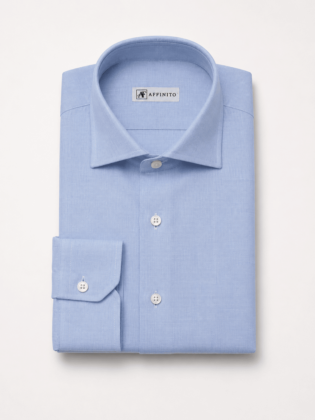 Camicia Regular Celeste in Lino | Collo Mezzo Francese