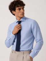 Camicia Regular Celeste in Lino | Collo Mezzo Francese