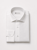 Camicia Regular Bianca in Lino | Collo Mezzo Francese
