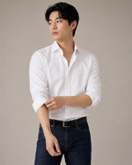 Camicia regular bianca nido d’ape | Collo Francese