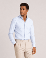 Camicia regular celeste in popeline | Collo Italiano