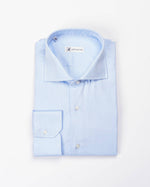 Camicia regular celeste in twill | Collo Francese
