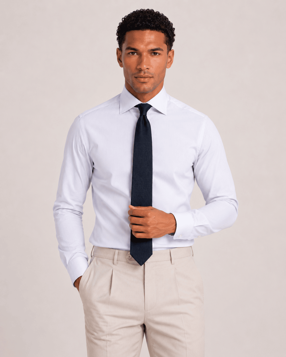 Camicia regular grigia in popeline | Collo Italiano