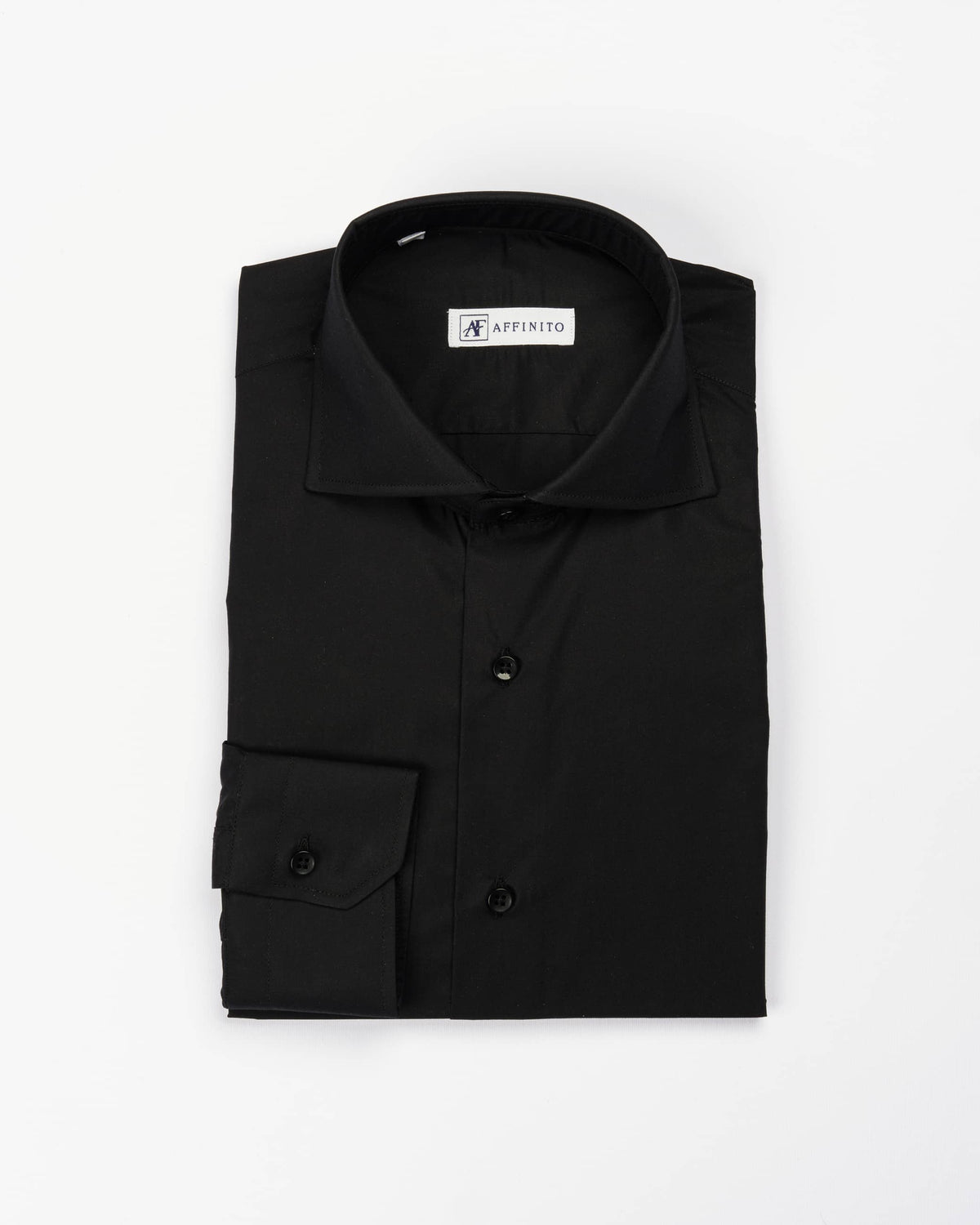 Camicia regular nera in popeline | Collo Francese
