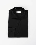 Camicia regular nera in popeline | Collo Francese
