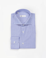 Camicia regular rigata azzurro in popeline | Collo Francese