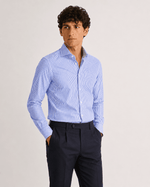 Camicia regular rigata azzurro in popeline | Collo Francese