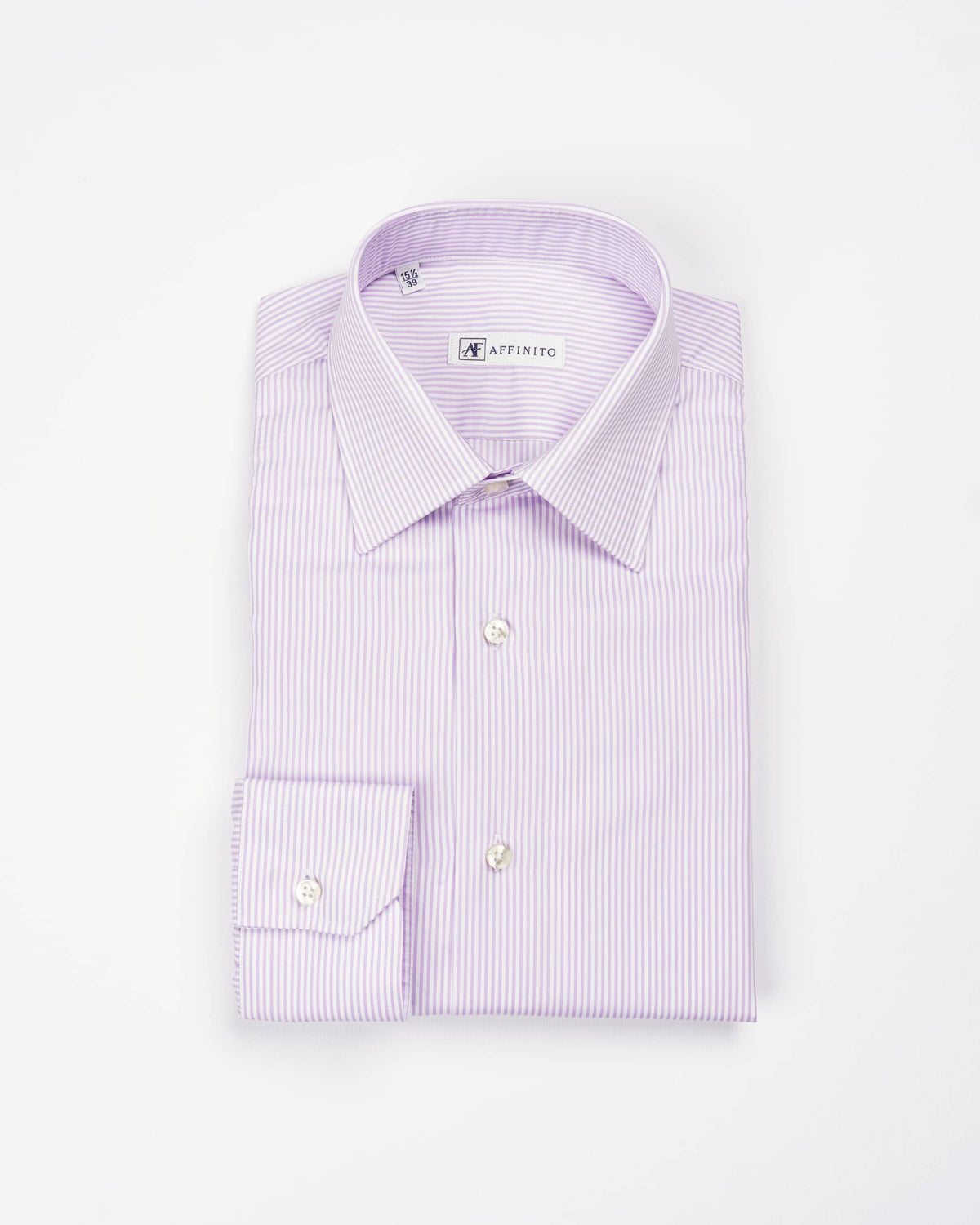 Camicia regular rigata lilla in popeline | Collo Italiano
