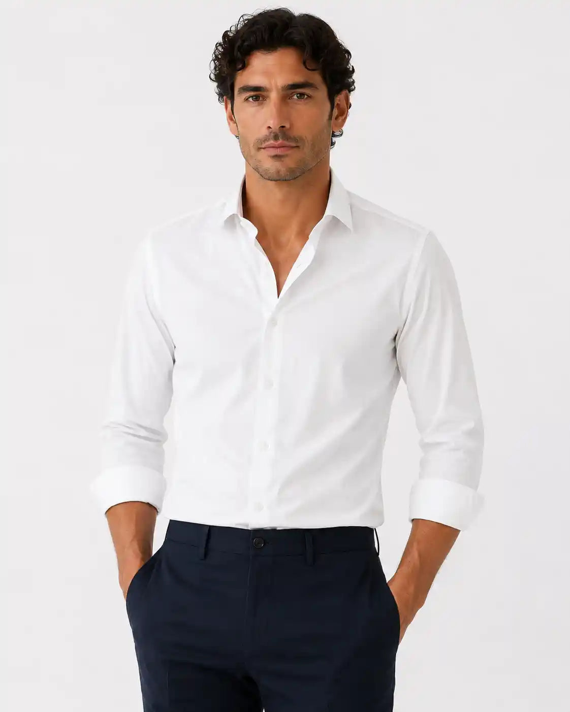Camicia slim active bianca | Collo Mezzo Francese