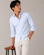 Camicia slim active celeste | Collo Mezzo Francese