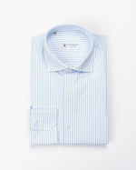 Camicia slim fit bastoncino celeste in popeline | Collo Mezzo Francese