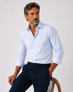 Camicia slim fit bastoncino celeste in popeline | Collo Mezzo Francese