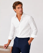 Camicia slim fit bianca in popeline | Collo Italiano