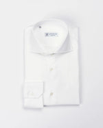 Camicia slim fit bianca nido d’ape | Collo Francese