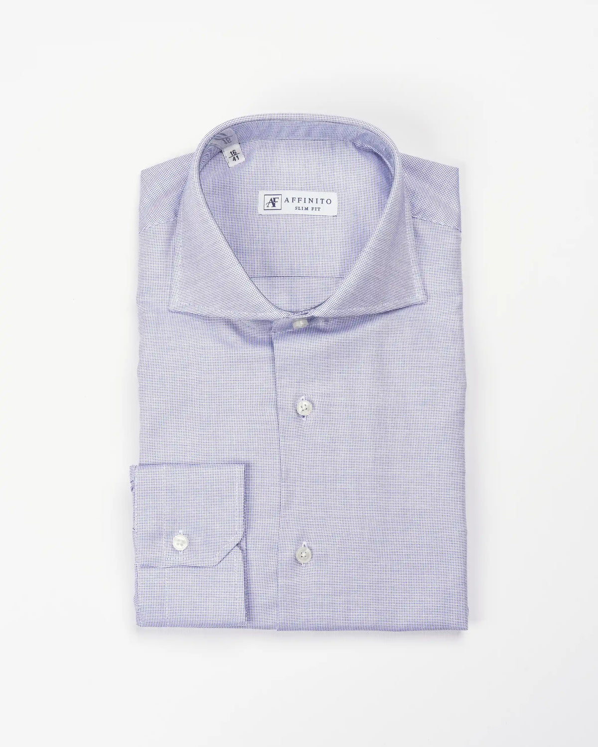 Camicia slim fit microfantasia in oxford | Collo Francese