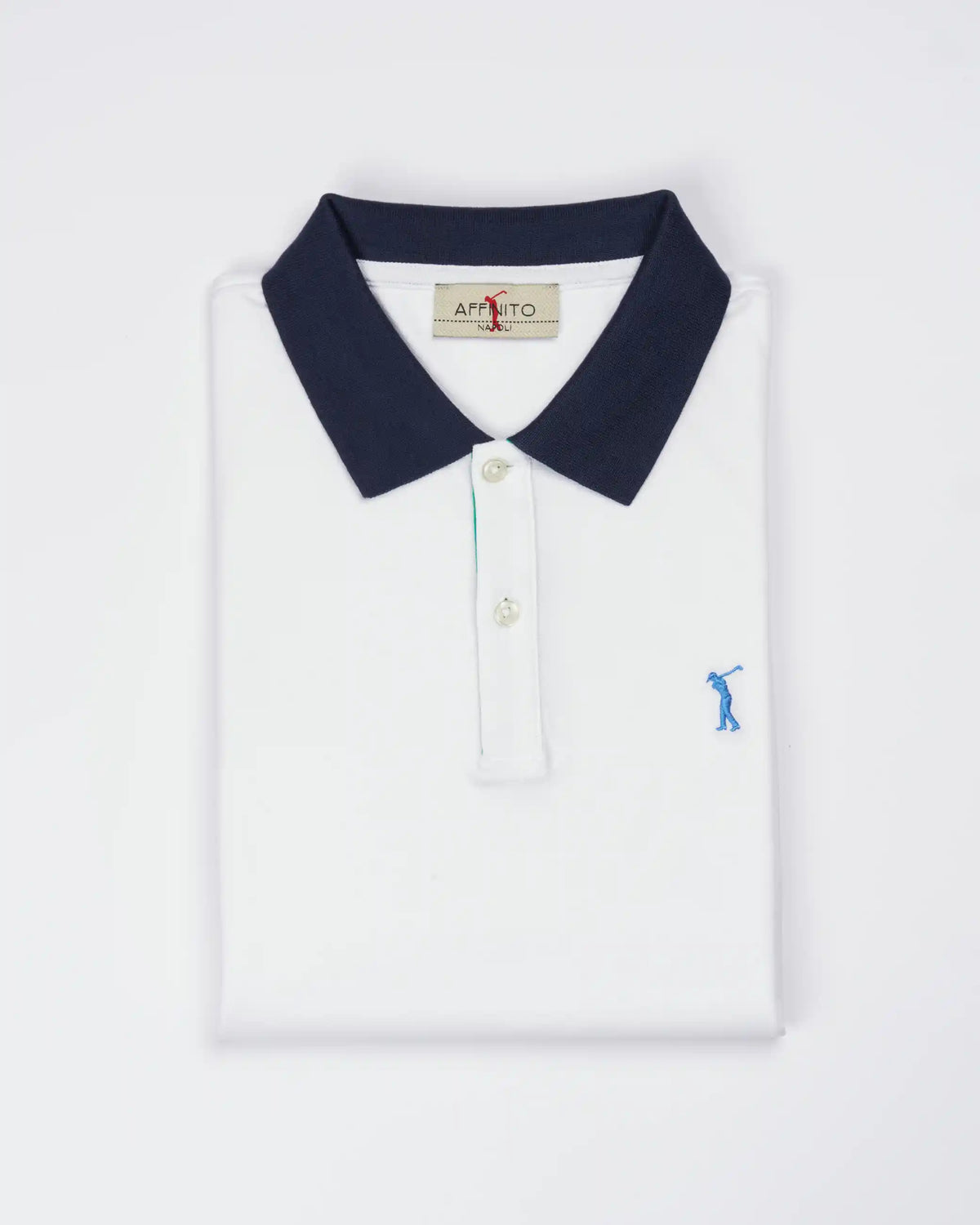 Polo elastica mezza manica | Bianca con contrasti blu e verdi