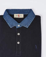 Polo mezza manica con collo jeans | Navy