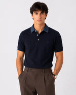 Polo mezza manica con collo jeans | Navy