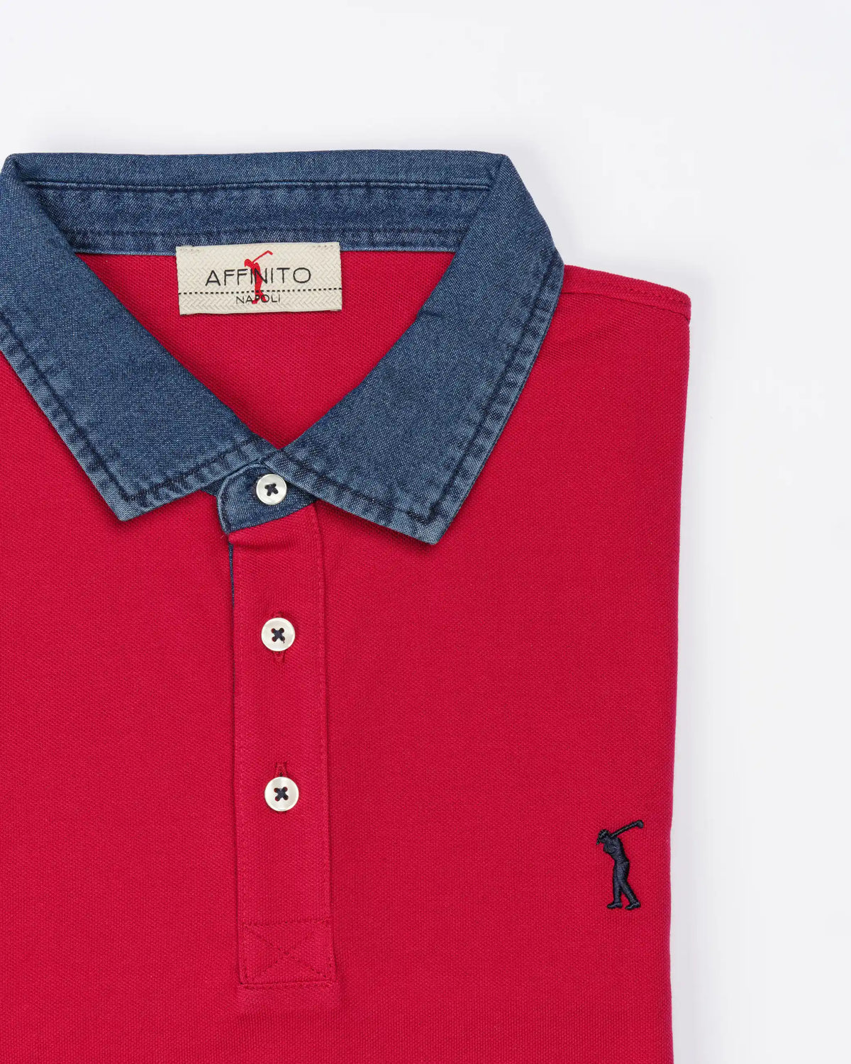 Polo mezza manica con collo jeans | Rubino