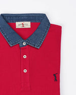 Polo mezza manica con collo jeans | Rubino