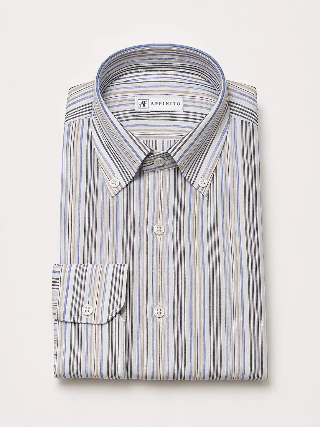 Camicia regular rigata in lino | Collo Button Down