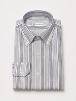 Camicia regular rigata in lino | Collo Button Down