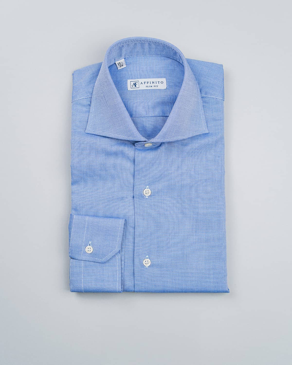 Camicia Oxford Celeste Collo Francese Slim Fit