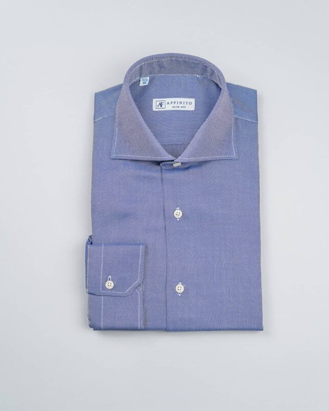 Camicia Oxford Azzurro, Collo Francese, Slim Fit