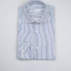 Camicia a Righe Twill Blu Collo Francese Sartoriale