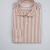 Camicia a Righe Marrone Collo Francese Sartoriale