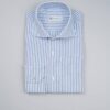 Camicia Oxford Celeste a Righe Collo Francese Sartoriale