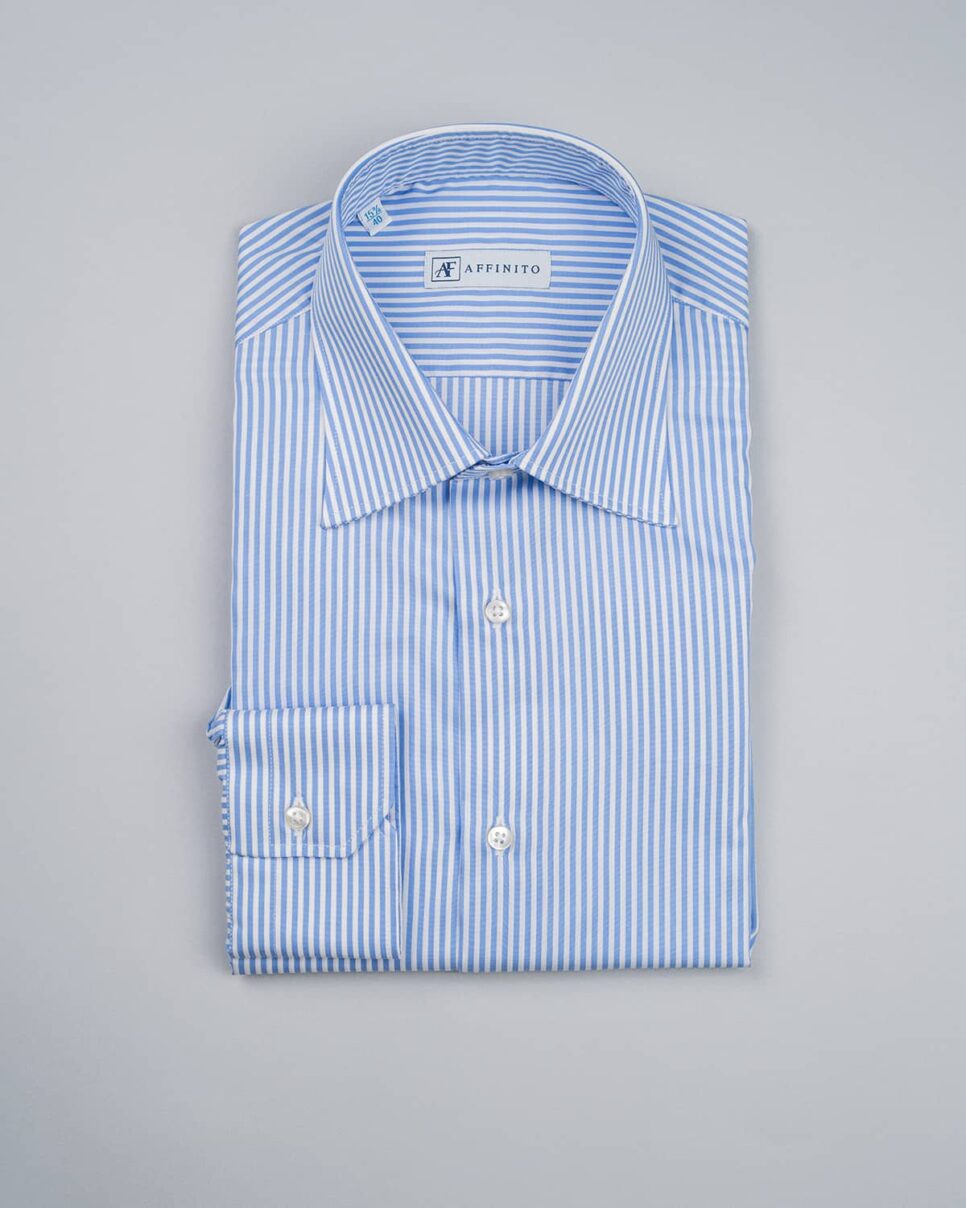 Camicia a Righe Celeste, Collo Italiano