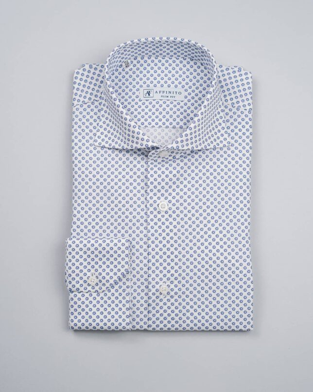 Camicia Fantasia Stelle Blu Slim Fit