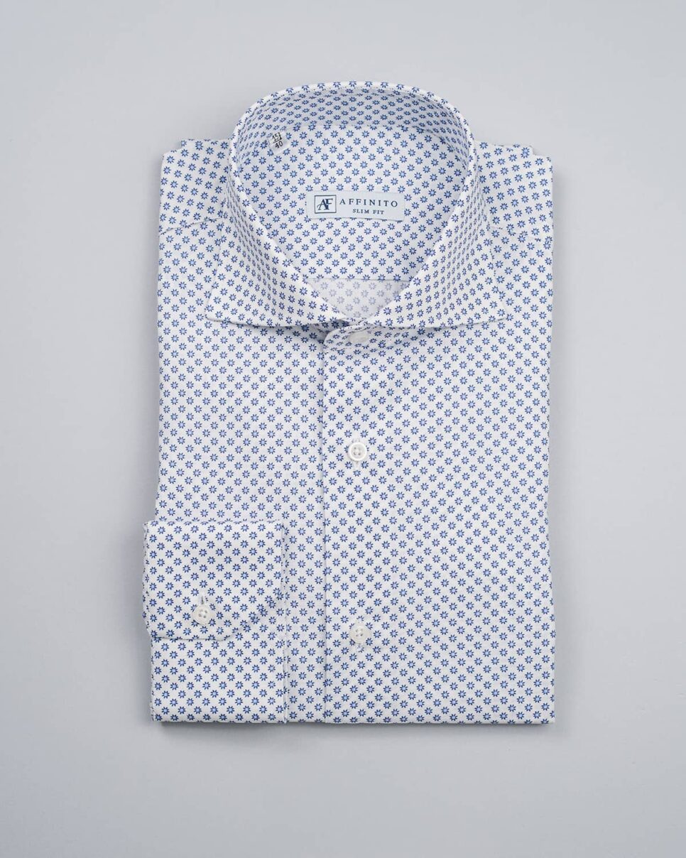 Camicia Fantasia, Stelle Blu, Slim Fit