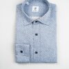 Camicia in flanella microfantasia blu, collo italiano